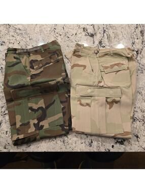 Lot of 2 US ARMY Pant Mens Small Desert Storm and Woodland Camo Combat Size 30